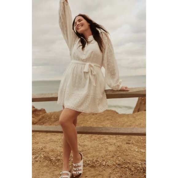 Anthropologie Ophelia Eyelet Mini Dress in White XL - Picture 3 of 16